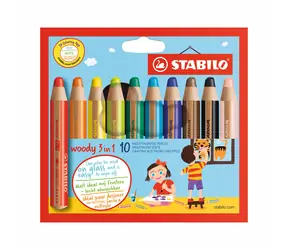 STABILO® woody 3 in 1 - 10 ks sada - 10 různých barev