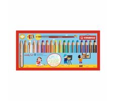 STABILO® woody 3 in 1 - 18 ks sada s ořezávátkem a se štětcem - 18 různých barev