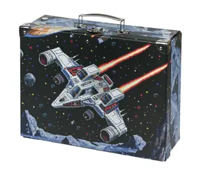 BAAGL Skládací školní kufřík Pixel Space s kováním / 32.5 x 10.5 x 26 cm