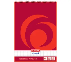 Herlitz Poznámkový blok A5 / čtverečkovaný / červená / 50 listů