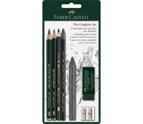 FABER-CASTELL Grafitové tužky s gumou a ořezávátkem / 7ks / černá