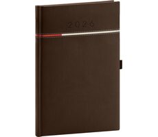NOTIQUE Týdenní diář Tomy 2026, hnědo-červený, 15 x 21 cm