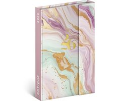 NOTIQUE Týdenní magnetický diář Růžový mramor 2026, 11 x 16 cm
