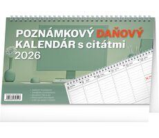 NOTIQUE Stolový kalendár Poznámkový daňový s citátmi 2026, 25 x 14,5 cm