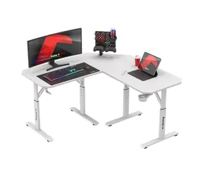 Huzaro Hero 7.3 bílá / Pracovní elektrický rohový stůl / výška 56-75-79 cm
