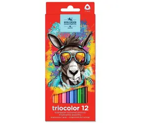 KOH-I-NOOR Trojhranné pastelky Triocolor 12ks Osel