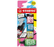 STABILO® BOSS MINI by Snooze One - Zvýrazňovače a popisovač - 5 ks sada - růžová, modrá, žlutá, zelená a černá
