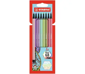 STABILO® Pen 68 - Prémiový vláknový fix - 8 ks sada - 8 různých barev