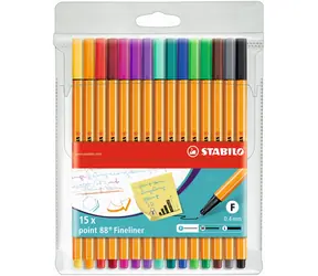STABILO® point 88 - Jemný liner - 15 ks sada - 15 různých barev