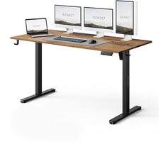 SENSE7 NOJO LIGHT Pracovní stůl černá-dub / elektricky nastavitelná výška / 140 x 70cm / nosnost 70kg