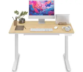 SENSE7 NEWAI Pracovní stůl bílá-bambus / elektricky nastavitelná výška / 120 x 60cm / nosnost 50kg