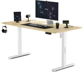 SENSE7 Nojo Sosna Pracovní stůl bílá-borovice / elektricky nastavitelná výška / 140 x 70cm / nosnost 80kg