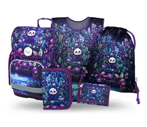 BAAGL SET 5 Ergo Jungle Panda: aktovka, penál, sáček, zástěra, peněženka