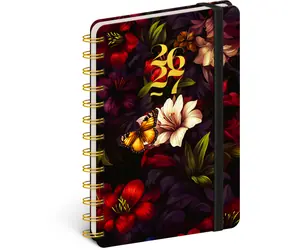 NOTIQUE Spirálový 18měsíční diář Petito – Rudé květy 2026/2027, 13 x 18 cm
