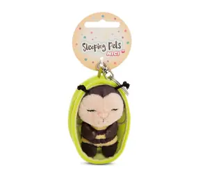 NICI GREEN klíčenka spící Včelka + zelený košík 12 cm