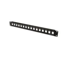 DIGITUS 19" Patch panel / nestíněný / 16 portů / neosazený / 1U / černá barva / RAL 9005