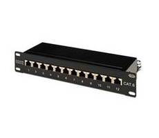 DIGITUS Patch panel,CAT6,10",12xSTP RJ45,černá