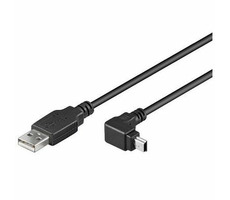 PremiumCord Kabel USB 2.0, A-B mini, 5pinů, konektor do úhlu 90°, 1,8m 