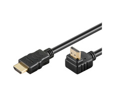 PremiumCord HDMI High Speed + Ethernet kabel, zlacený zahnutý konektor 90° / 2m