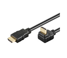 PremiumCord HDMI High Speed + Ethernet kabel, zlacený zahnutý konektor 270° 2m