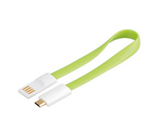 PremiumCord Kabel micro USB, A-B 0,2m magnetický, barva zelená / doprodej