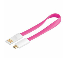 PremiumCord Kabel micro USB, A-B 0,2m magnetický, barva růžová