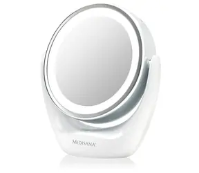 Medisana CM 835 kosmetické zrcátko 2v1 / LED osvětlení / 5x zvětšení / 3x AAA / průměr 12 cm / bílá