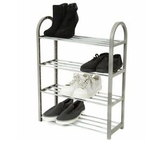 Compactor Poly Polypropylen -chrom / Čtyřpatrový botník na 12 párů bot / 49.5 x 18.4 x 65 cm