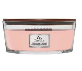 WoodWick Pressed Blooms & Patchouli Elipsa 453.6g - svíčka loď / doba hoření: až 40 h