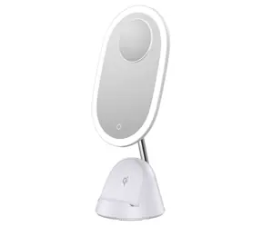 IMMAX LED kosmetické zrcátko FACE 3v1 bílá / stojánek s Qi nabíjením / 18W / 70lm / DC 12V / 1.5A