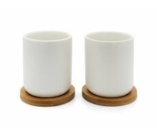 Bredemeijer Bamboo-Coaster Sada hrnků s bambusovými podtácky / 2 ks / keramika / 200 ml