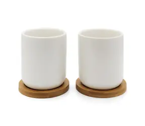 Bredemeijer Bamboo-Coaster Sada hrnků s bambusovými podtácky / 2 ks / keramika / 200 ml