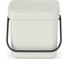 Brabantia Sort & Go Odpadkový koš 3L světle šedá / s rukojetí / plast / 18.8 x 17.4 x 13.9 cm