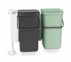 Brabantia Sort & Go Vestavné koše s montážním rámem 2x 12 L tmavě šedá a zelená 