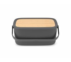 Brabantia Nic Chlebník tmavě šedá / plast bambus / 39.5 x 25.5 cm / s krájecí deskou