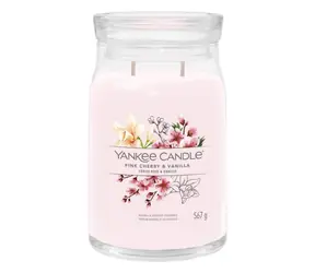 Yankee Candle Signature Pink Cherry & Vanilla velká sklenice 567g / doba hoření až: 90h