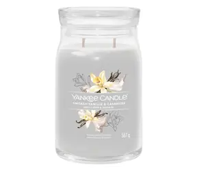 Yankee Candle Signature Smoked Vanilla & Cashmere velká sklenice 567g / doba hoření až: 90h