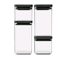 Brabantia TASTY+ Dózy na potraviny 4ks černá / 2x 0.7L & 2x 1.6L