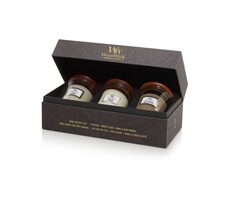 WoodWick dárkový set 3ks Fireside & White Teak a Sand & Driftwood - sklo malé / doba hoření: až 3x 30h 