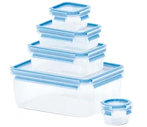 Emsa Food Clip&Close Sada dóz na potraviny 0.15 l + 0.25 l + 0.55 l + 1 l + 3.7 l modrá 