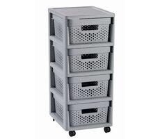 Curver INFINITY Dots Regál se zásuvkami 4x11l světle-šedá