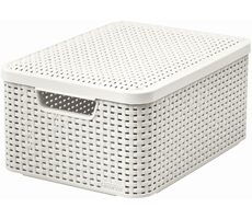 Curver Rattan Style2 M Úložný box s víkem 18 l krémově-bílá / 39.3 x 29.3 x 18.7 cm