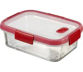 Curver Smart Cook Rectangular Skleněná dóza na potraviny 0.9 l čirá-červená