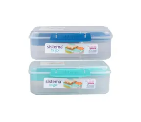 Sistema TO GO Tříkomorová krabička s nádobou na jogurt a 2 tácky 1.65 l mix barev