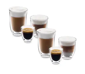 DeLonghi Sada skleniček 6ks / 2x espresso / 2x cappuccino / 2x latte macchiato