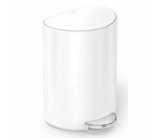 Simplehuman Pedálový odpadkový koš 6 l bílá / kapsa na sáčky / ocel 