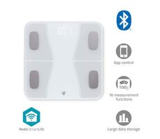 Nedis Chytrá osobní váha / Bluetooth / BMI / BMR / SmartLife / Android
