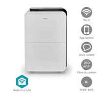 Nedis Odvlhčovač SmartLife / Wi-Fi / 30 l-Den / Odvlhčování / Průběžné / Sušení prádla / Ventilace / Android & iOS 