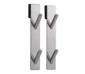 MSV NOKO 2 ks závěsných věšáků se 2 háčky na sprchovou zástěnu / nerezová ocel / 10 mm