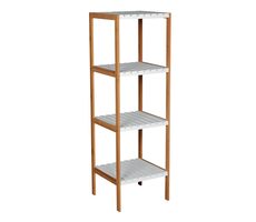 MSV REGIE bambusový regál - 4 police bílý / MDF / 85 cm